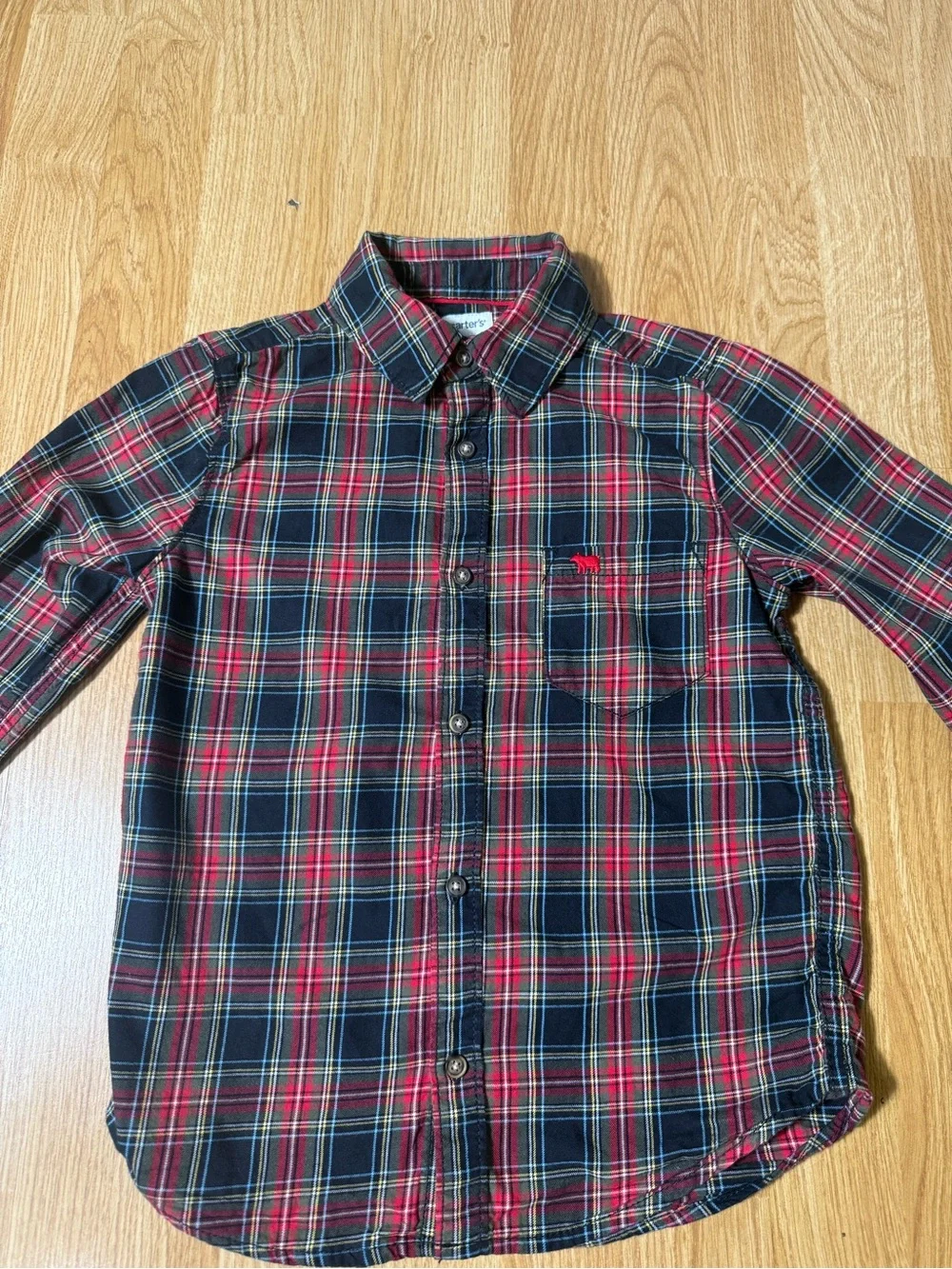 Carter's Boy's Red and Navy Plaid Button-Down Shirt - Size 7